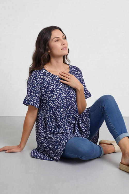 Pamber Ditsy Print Tunic Navy - Image 7