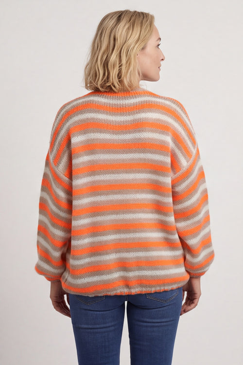 Merlyn Stripe Tie Knitted Cardigan Orange – image 5 of 6
