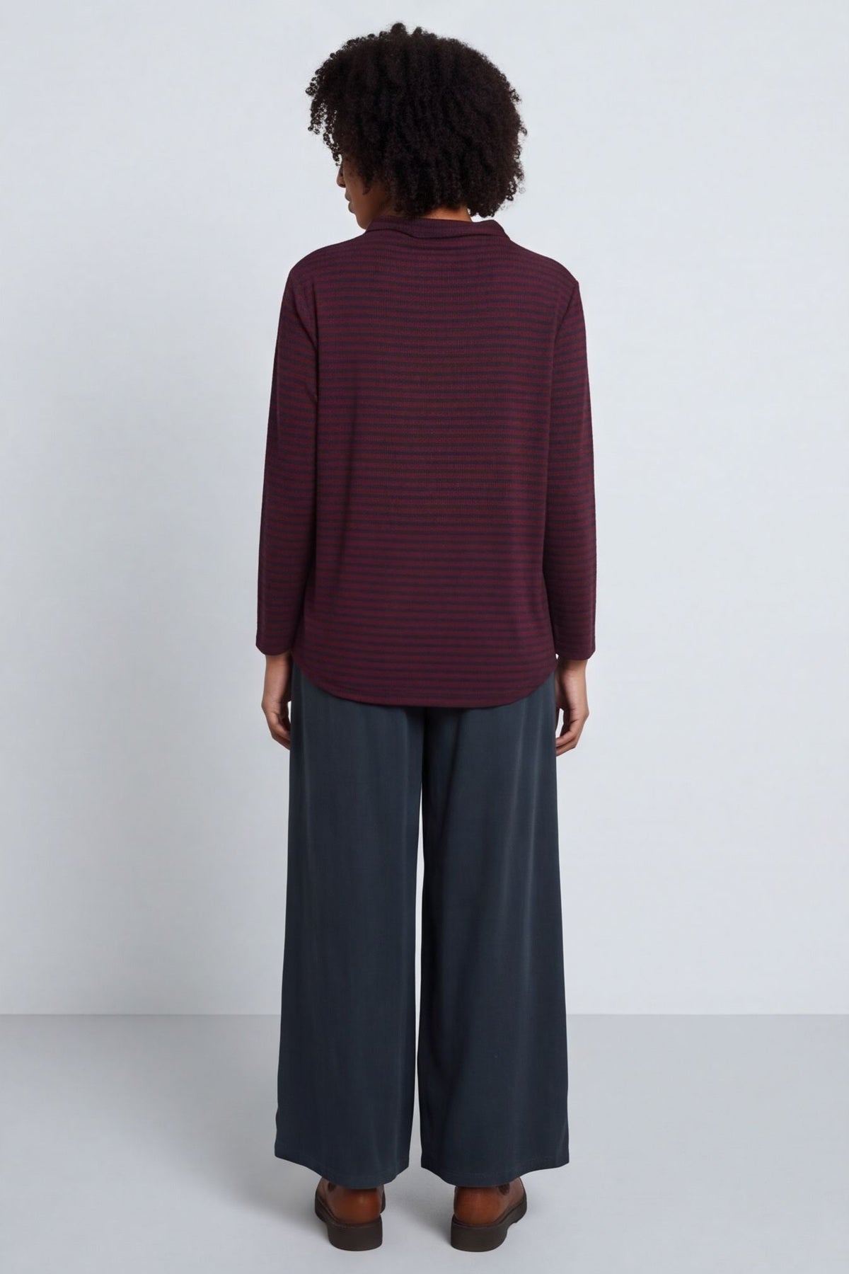 Lyssa Cowl Neck Stripe Top Charcoal – image 5 of 6