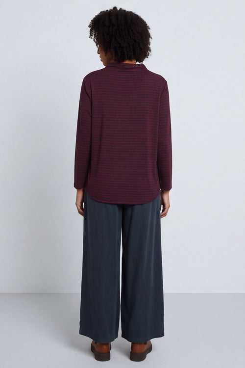 Lyssa Cowl Neck Stripe Top Charcoal – image 5 of 6