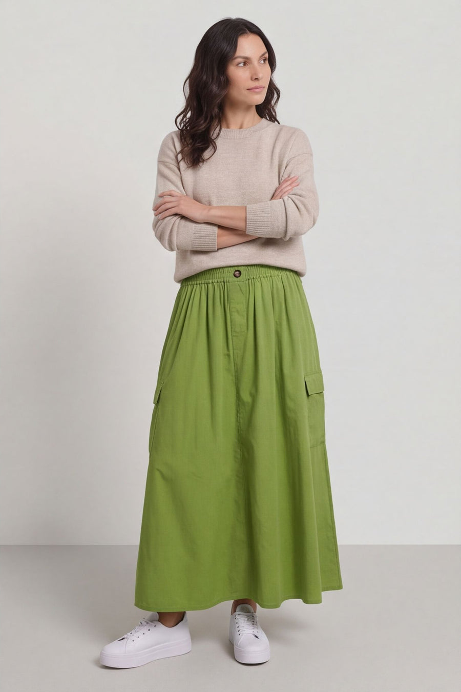 Myrna Cotton Skirt Green – image 3 of 4