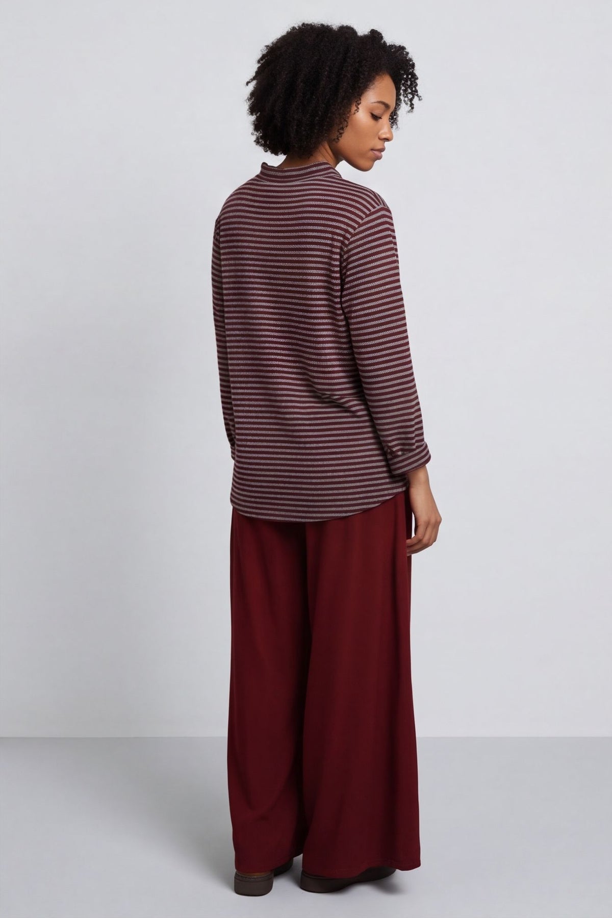Lyssa Cowl Neck Stripe Top Marl Grey – image 5 of 6