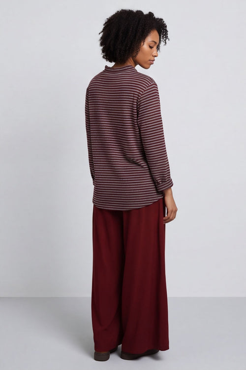 Lyssa Cowl Neck Stripe Top Marl Grey – image 5 of 6