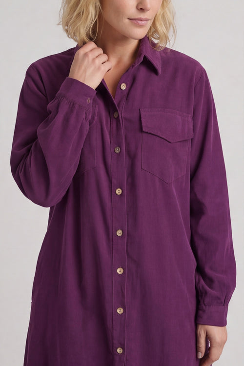 Dezi Needlecord Shirt Dress Purple – image 5 of 6