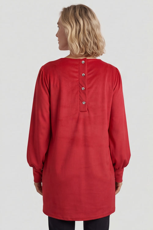 Zannah Button Back Tunic Red – image 5 of 6