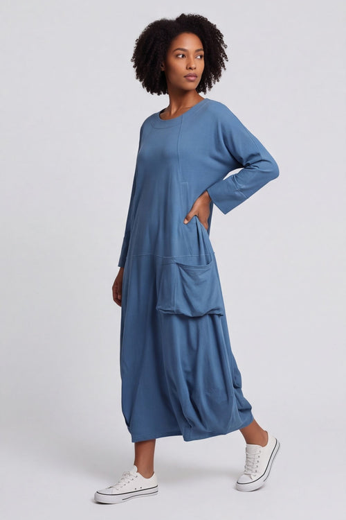 Sharon Pocket Cotton Dress Blue – image 4 of 5