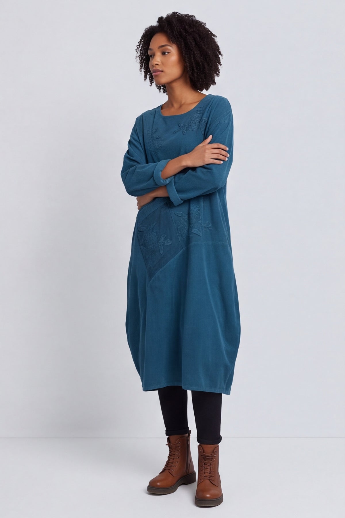 Laurie Needlecord Dress Teal – image 5 of 6