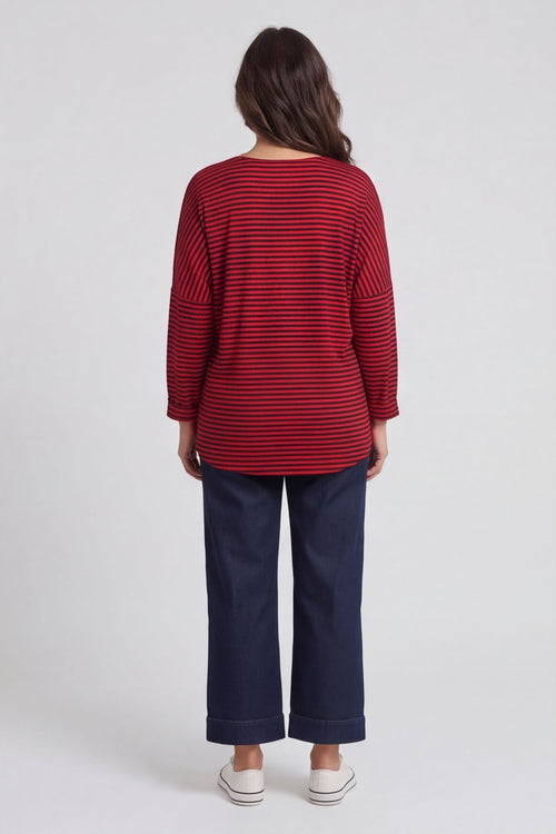 Frances Stripe Sweat Top Cherry – image 2 of 3