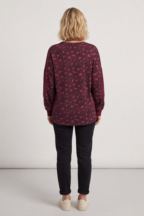 Nicky Leopard Print Cotton Top Burgundy – image 4 of 5