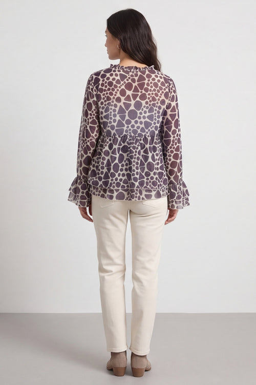 Edith Print Tie Front Top Cocoa – image 5 of 6