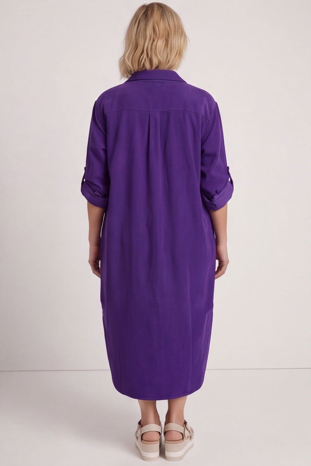 Tisha Needlecord Shirt Dress Purple – image 4 of 5