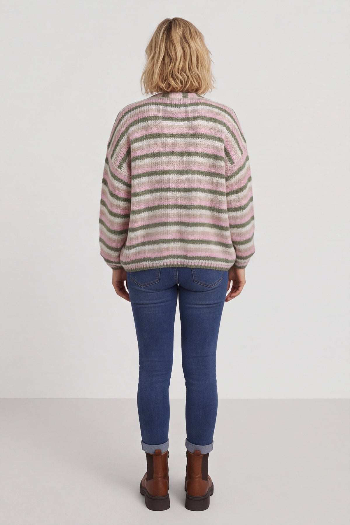 Merlyn Stripe Tie Knitted Cardigan Khaki – image 5 of 6