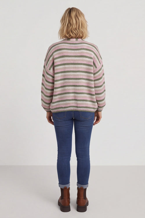 Merlyn Stripe Tie Knitted Cardigan Khaki – image 5 of 6