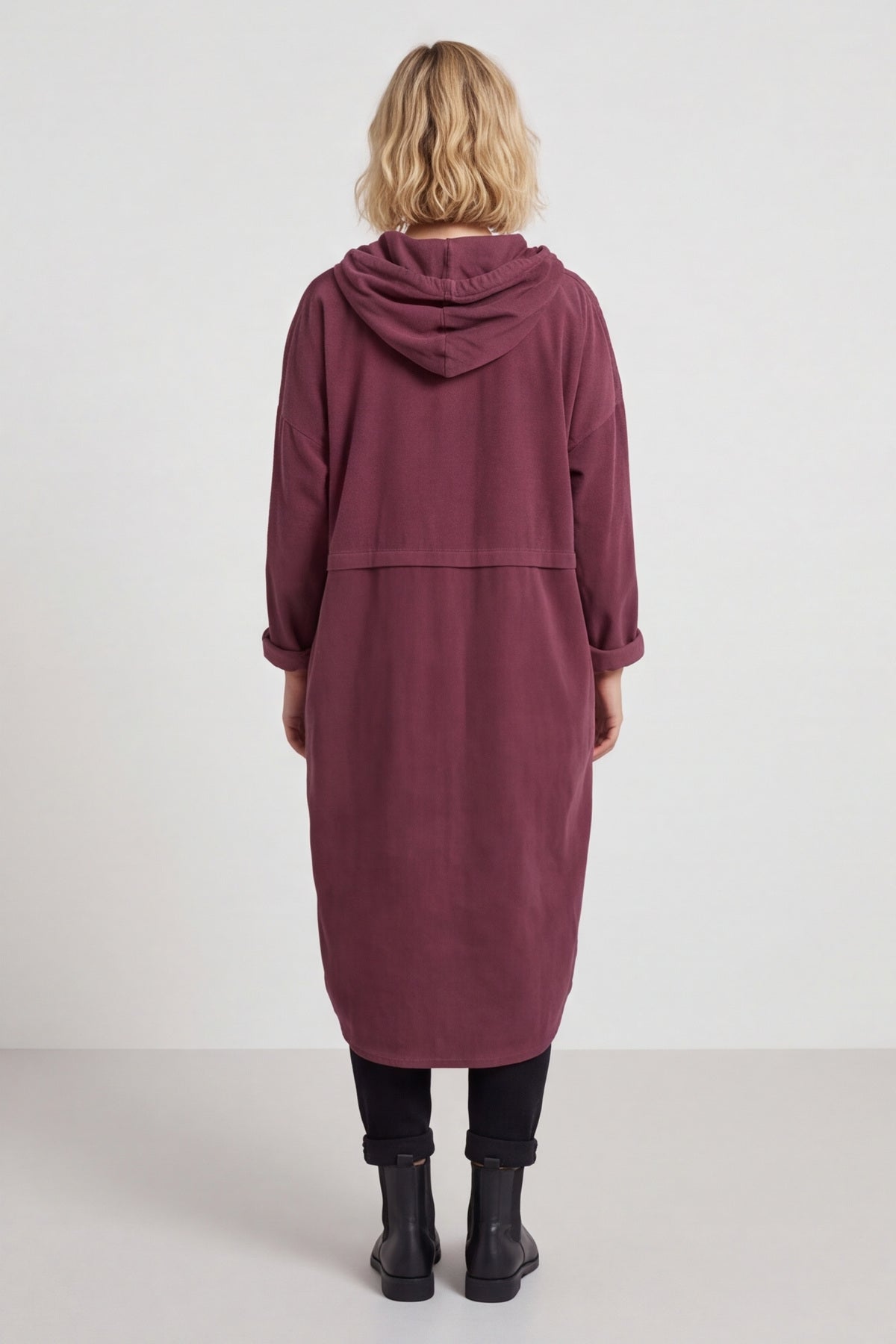 Devyn Hooded Needlecord Dress Plum – image 4 of 5