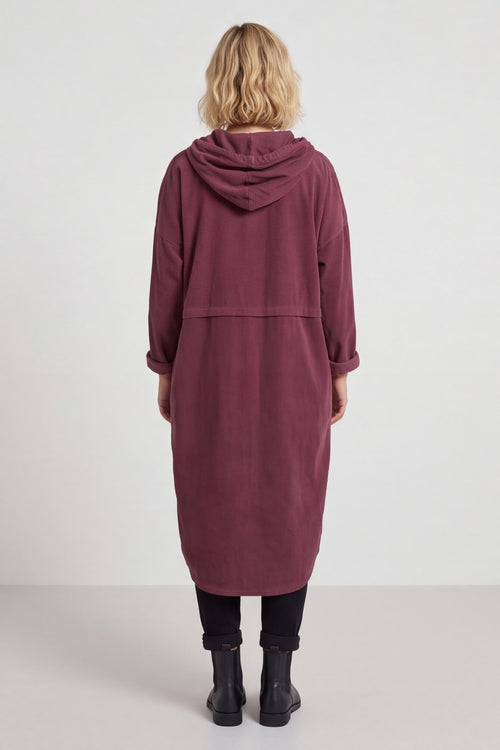 Devyn Hooded Needlecord Dress Plum – image 4 of 5