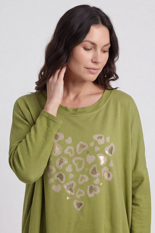 Evette Heart Cotton Top Green – image 5 of 6