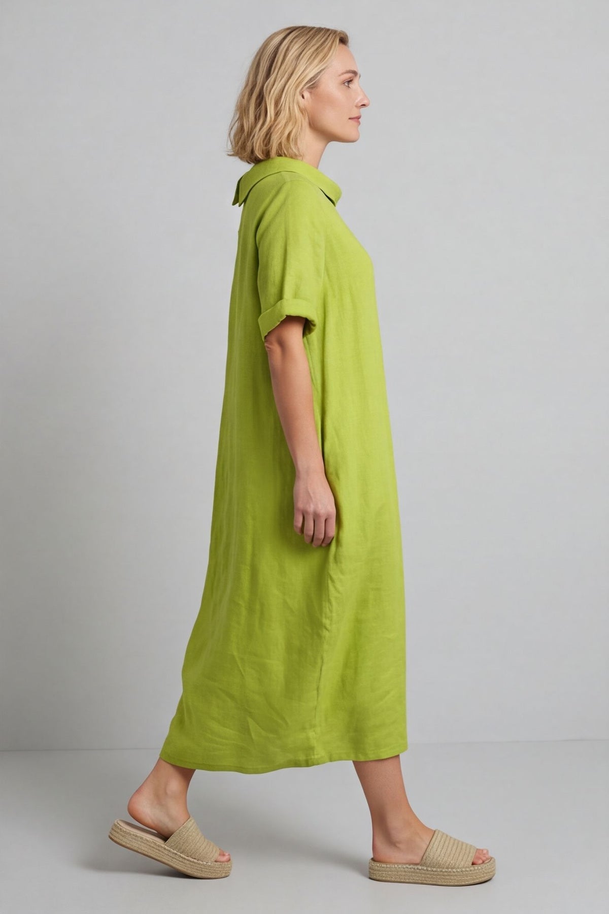 Tasha Cowl Neck Linen Dress Olive – image 4 of 4