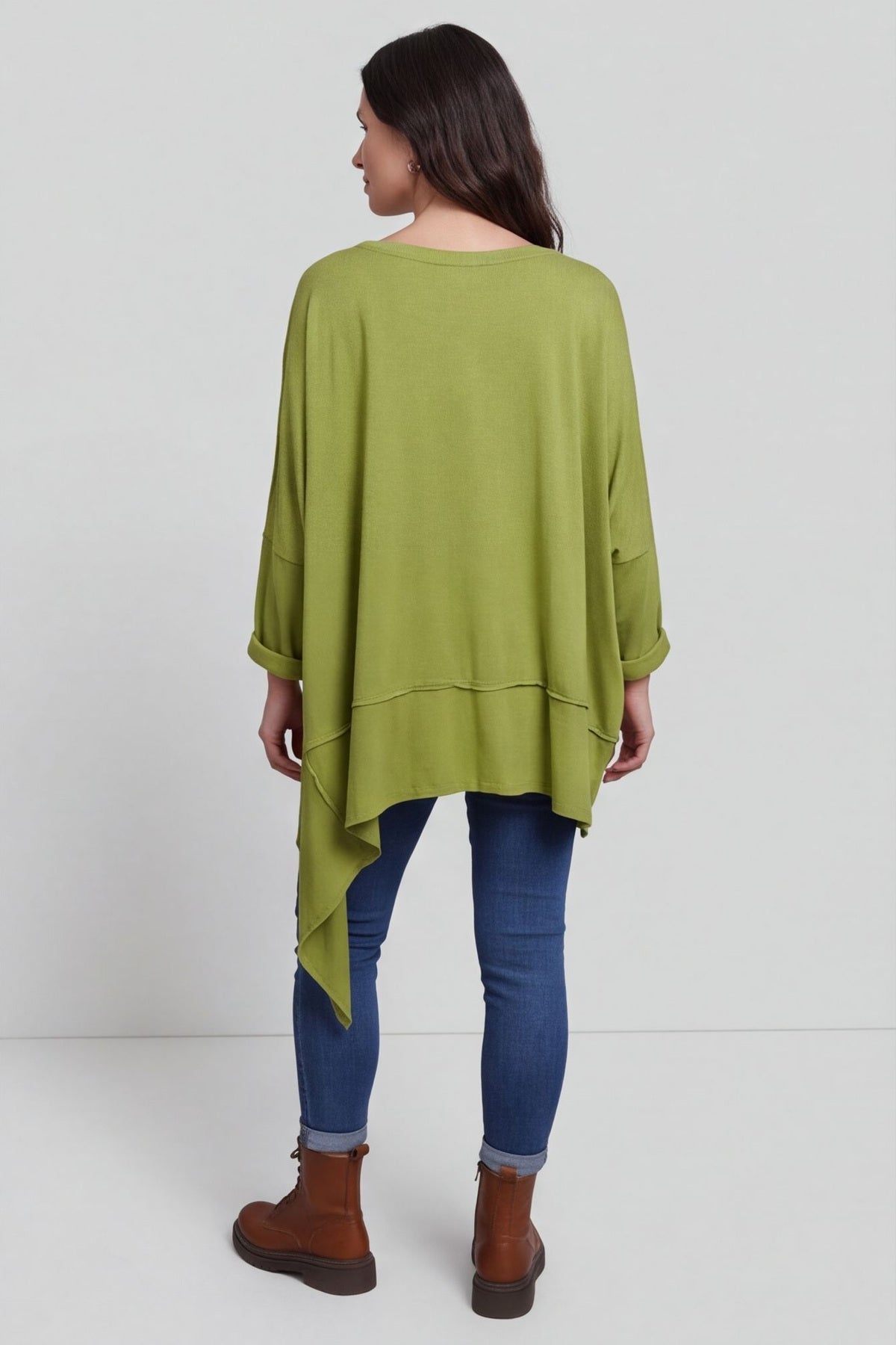 Margie Dip Side Cotton Top Green