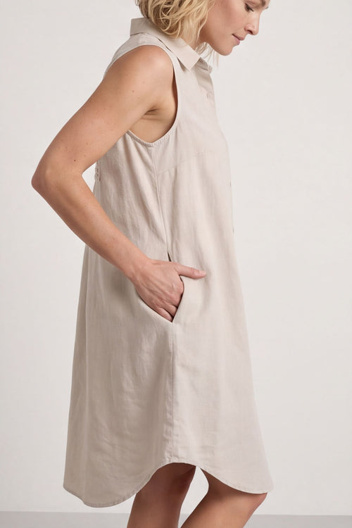 Solaine Sleeveless Linen Dress Stone - Image 5