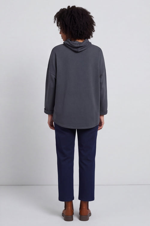 Lydia Cowl Print Cotton Top Charcoal – image 5 of 6