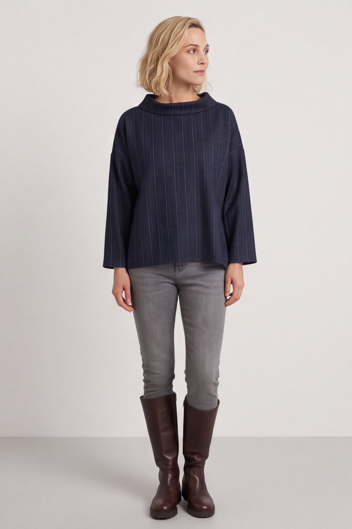 Siobhan Cowl Neck Top Navy – image 5 of 6