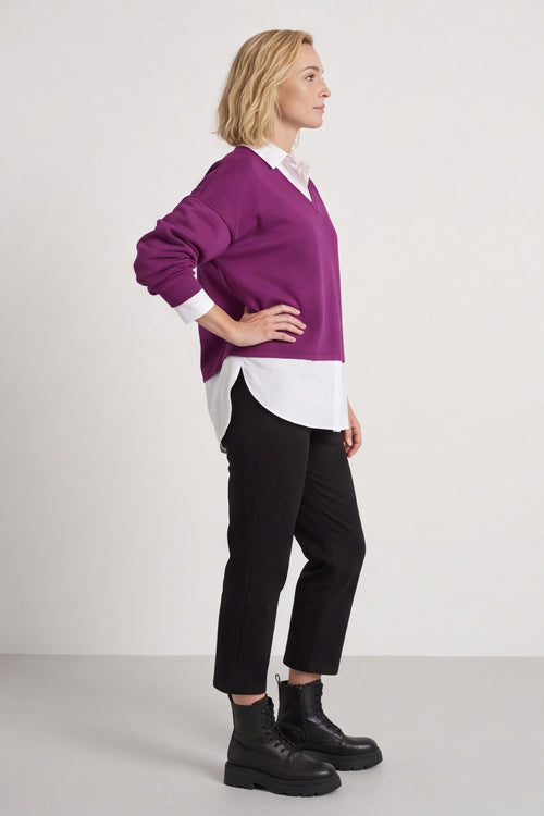 Leilani Collared Top Berry – image 5 of 6