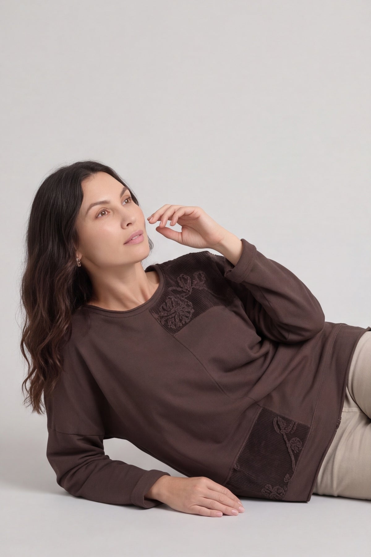 Louise Cord Patch Cotton Top Cocoa – image 5 of 6