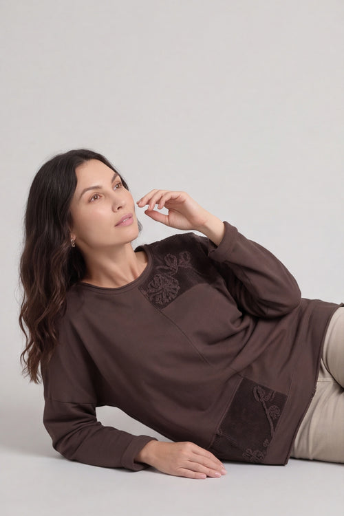 Louise Cord Patch Cotton Top Cocoa – image 5 of 6