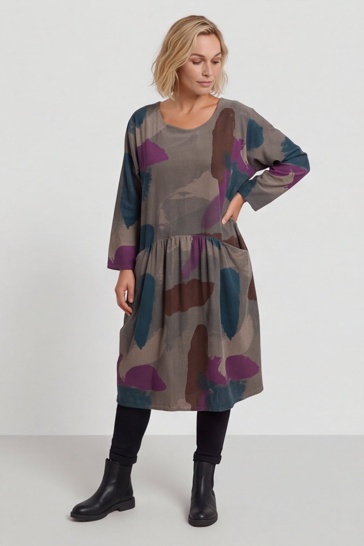 Dreda Print Needlecord Dress Teal – image 5 of 6