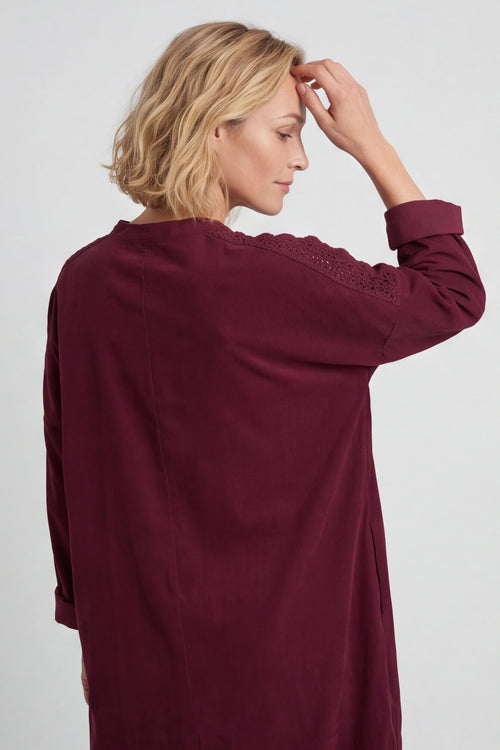 Terrie Needlecord Dress Wine - Image 5