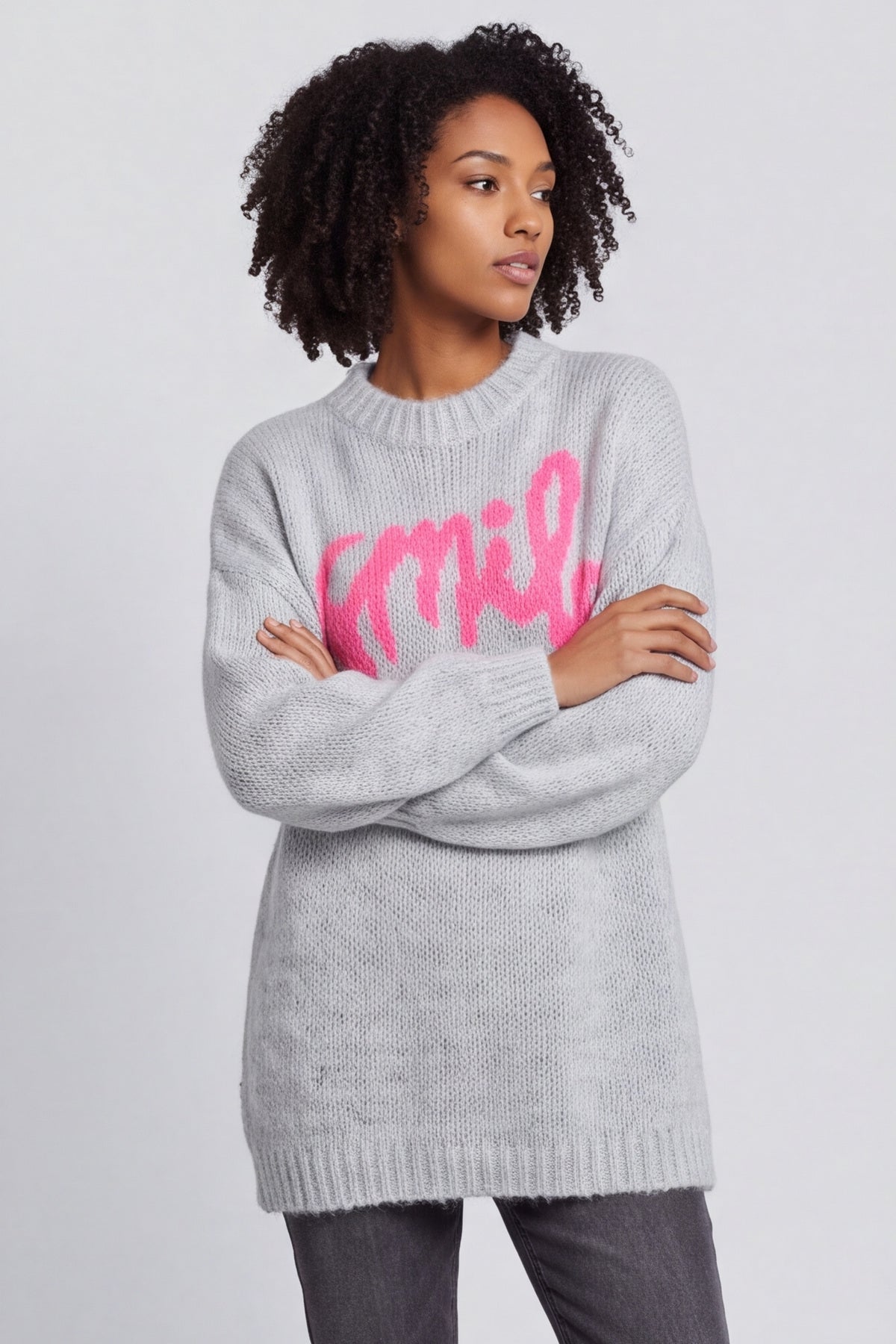 Smile Knitted Jumper Grey – image 5 of 6