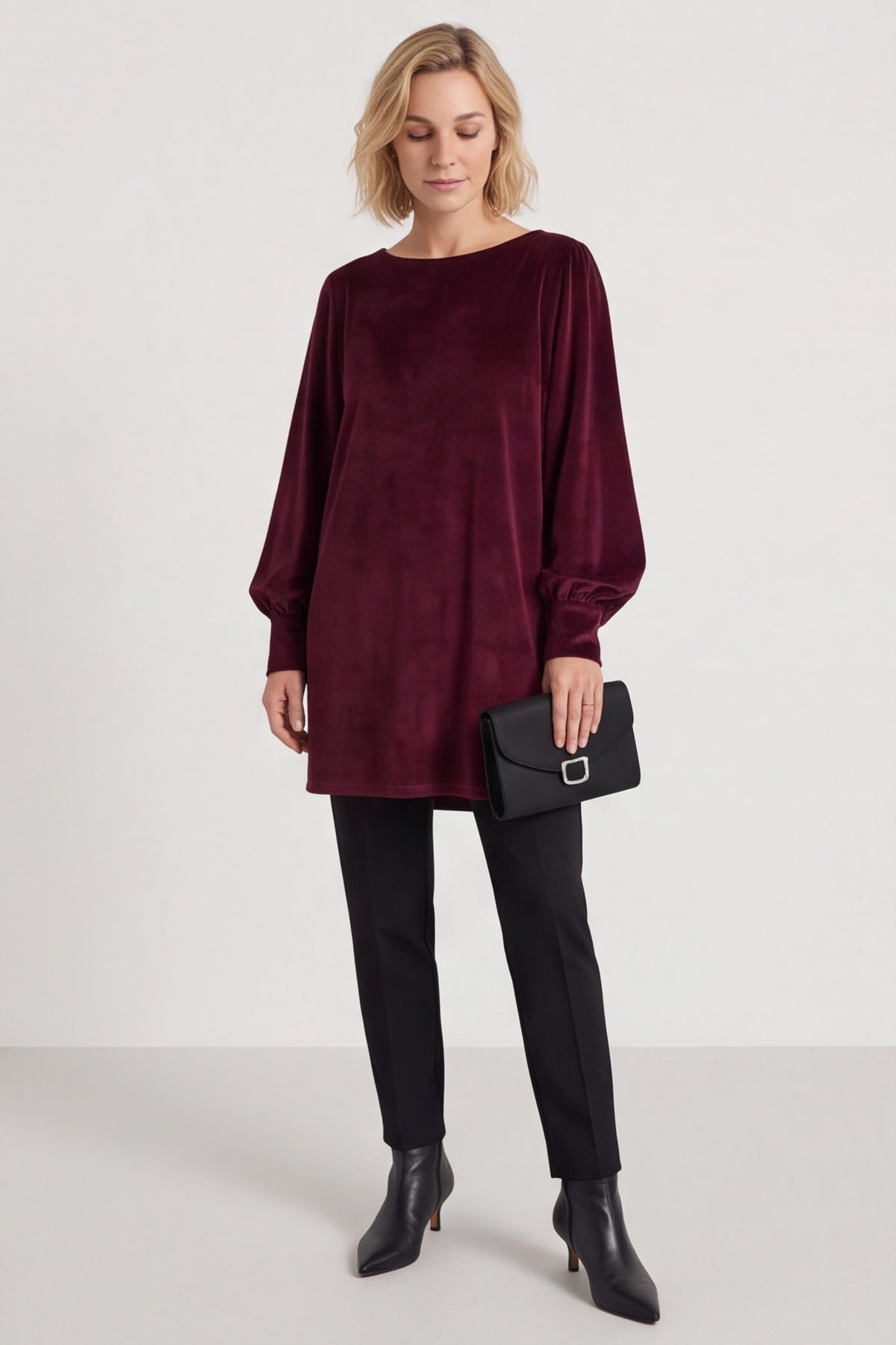 Zannah Button Back Tunic Wine