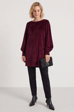 Zannah Button Back Tunic Wine Wine - Zannah Button Back Tunic Wine