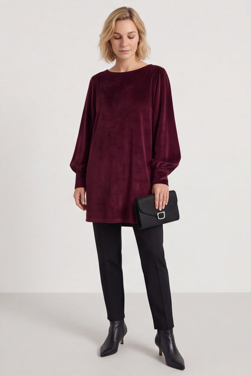Zannah Button Back Tunic Wine - Image 1
