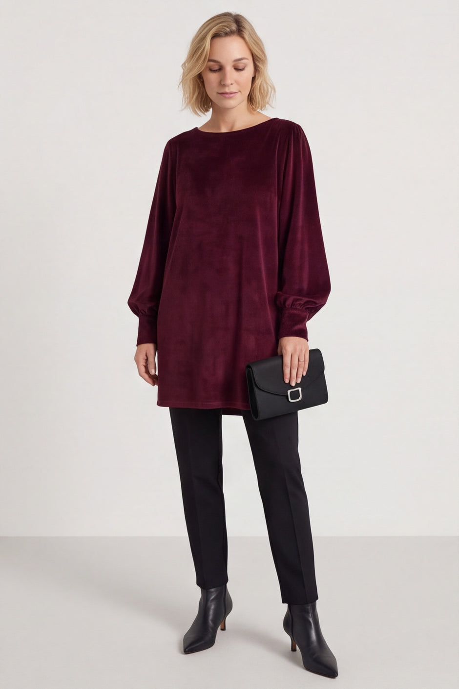 Zannah Button Back Tunic Wine