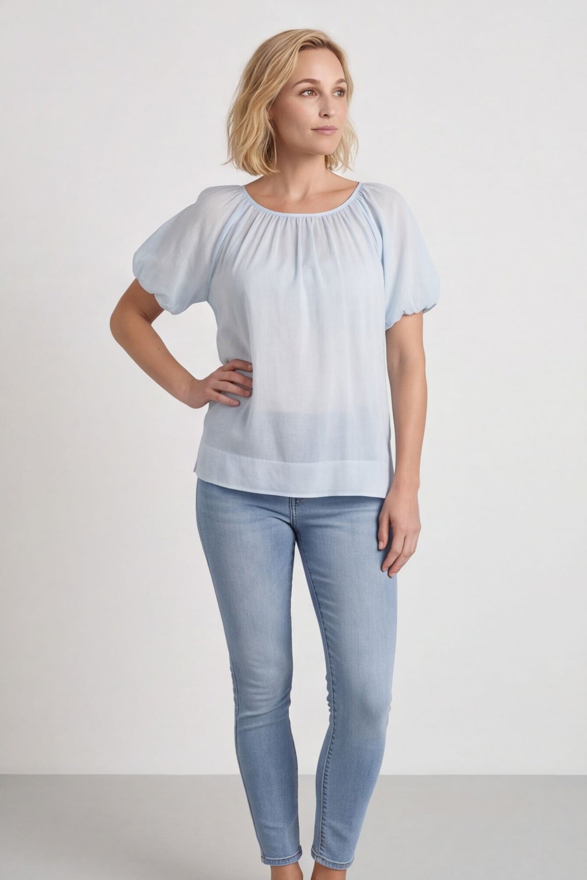 Bude Puff Sleeve Cotton Top Light Blue – image 5 of 6