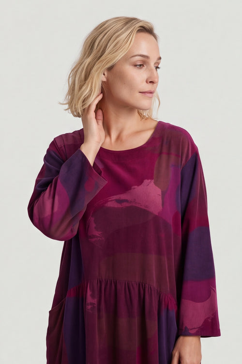 Dreda Print Needlecord Dress Burgundy – image 5 of 6