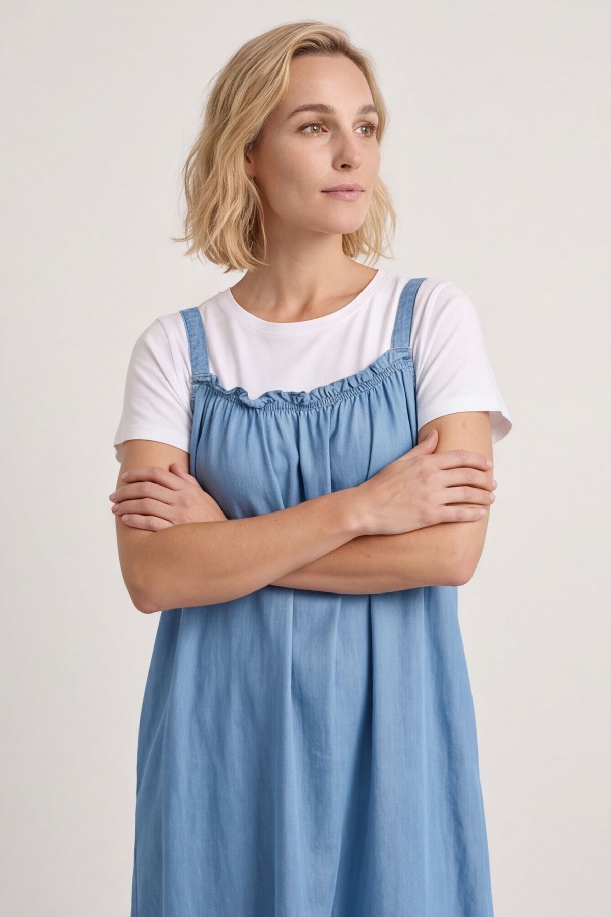 Zennor Denim Strap Dress Mid Denim – image 3 of 3