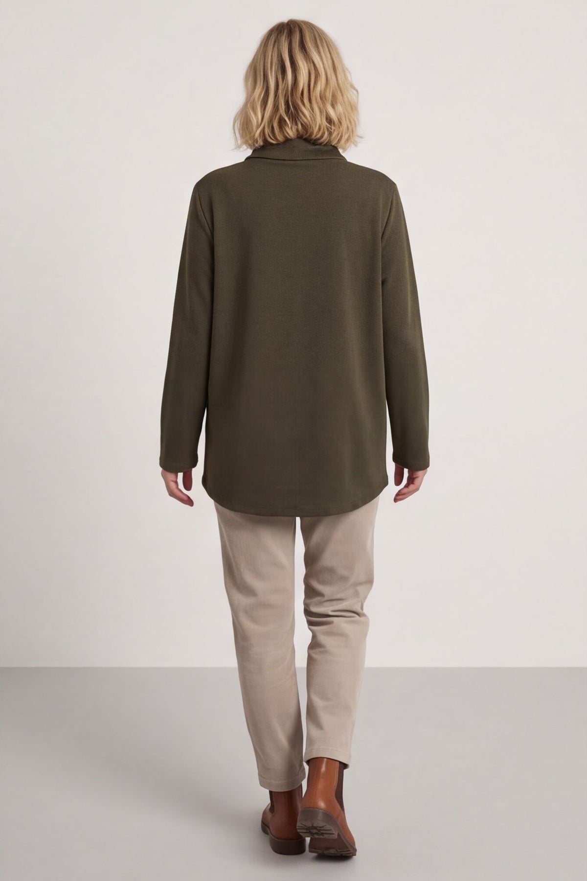 Shaye Zip Detail Cotton Top Khaki – image 5 of 6