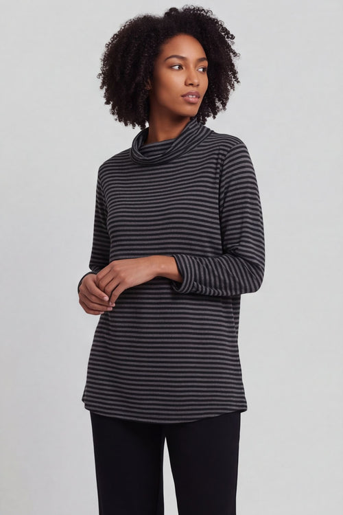 Lyssa Cowl Neck Stripe Top Mid Grey – image 5 of 6