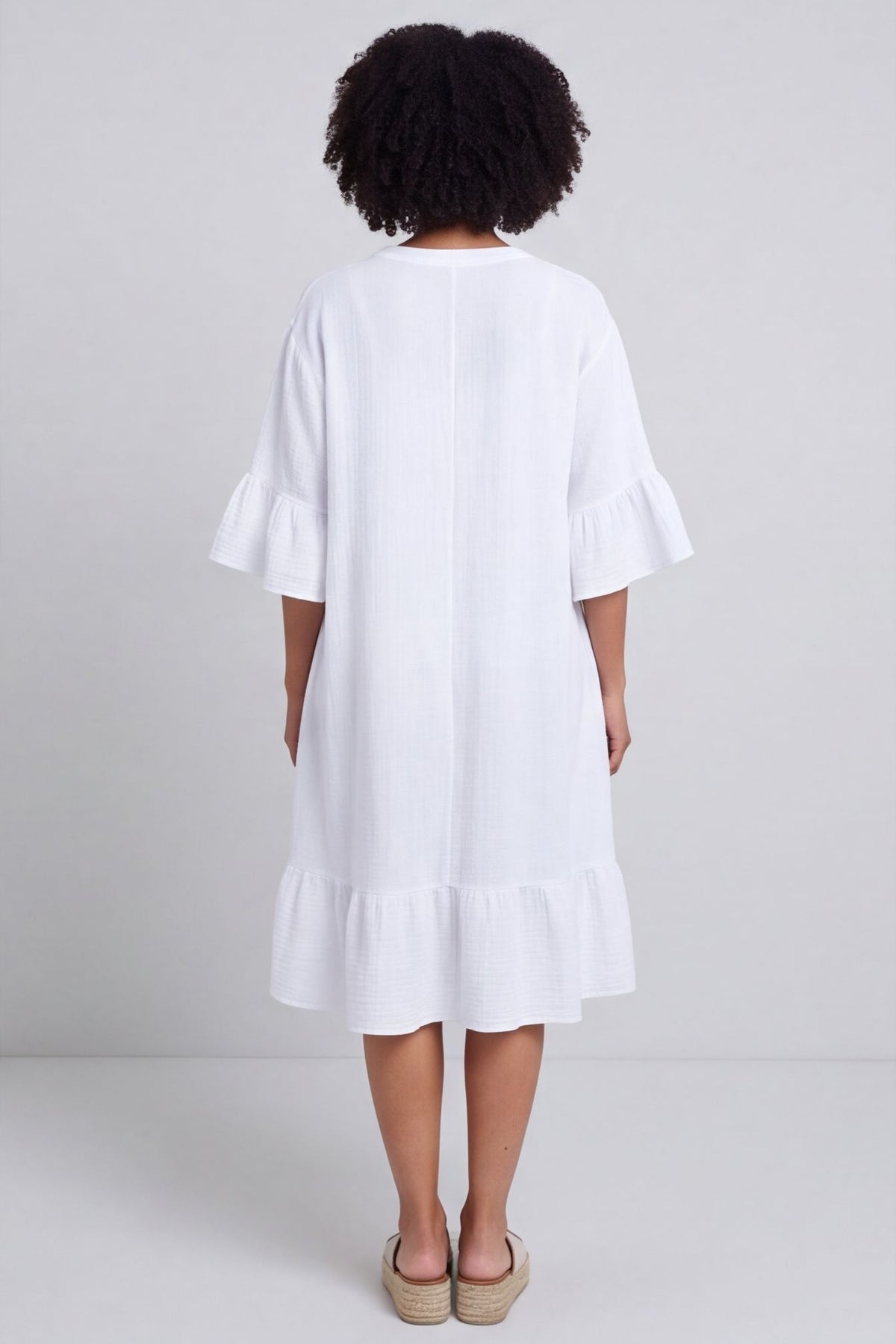 Crespa Crinkle Cotton Dress White – image 5 of 6