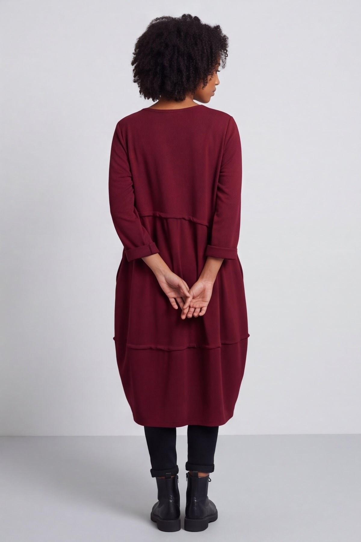 Minnie Seam Detail Cotton Tunic Wine – image 5 of 6