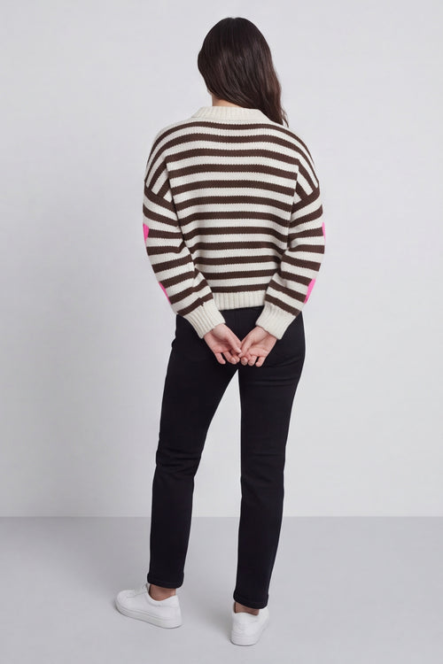 Carina Heart Stripe Knitted Jumper Stone – image 4 of 5