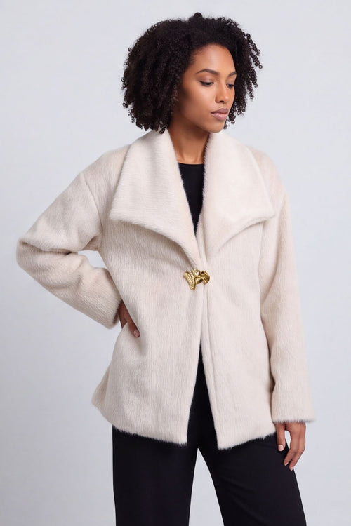 Christine Fluffy Jacket Stone – image 4 of 5