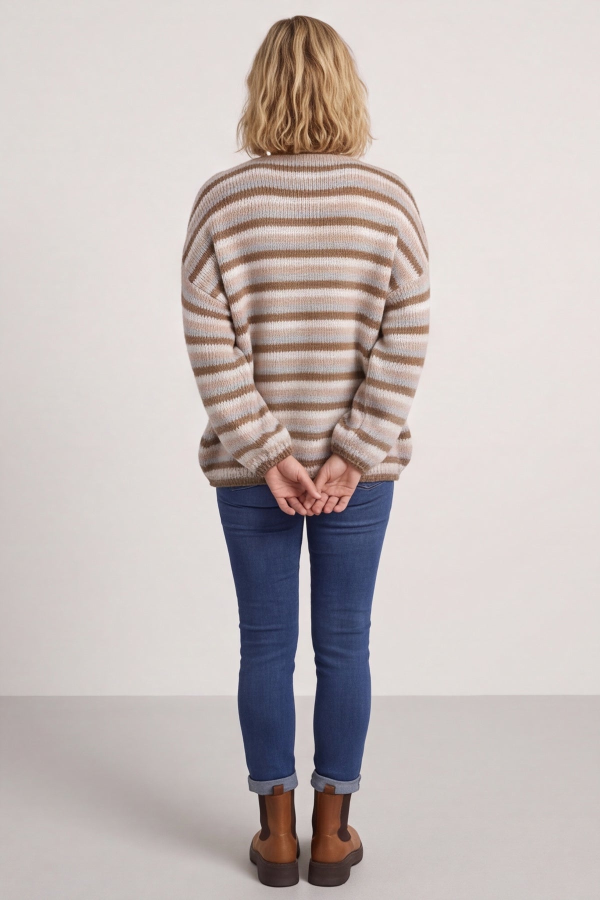 Merlyn Stripe Tie Knitted Cardigan Camel – image 5 of 6