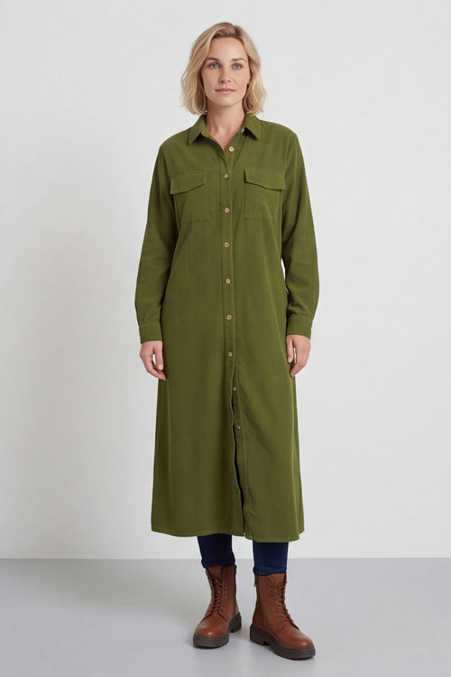 Dezi Needlecord Shirt Dress Olive – image 5 of 6