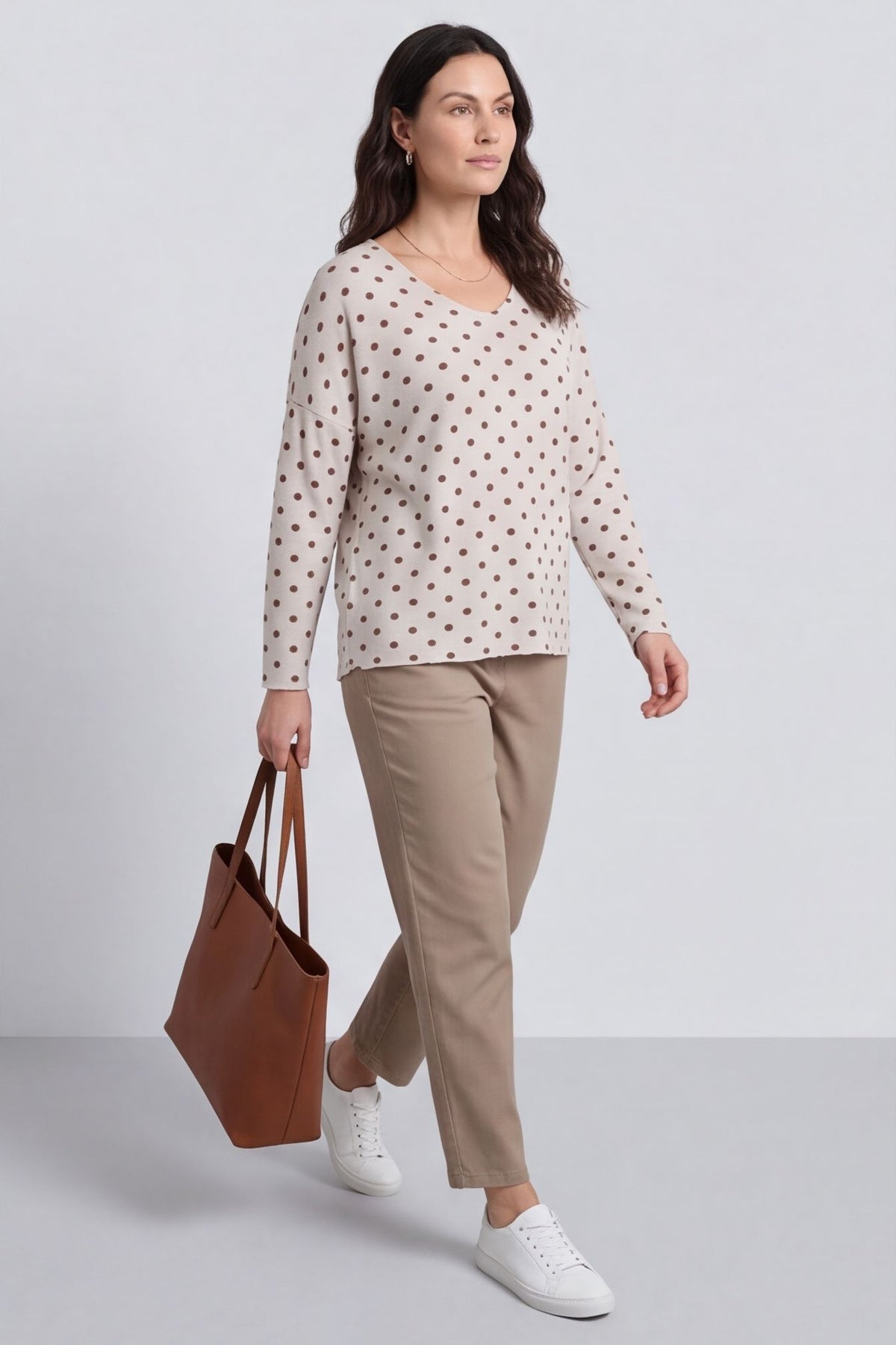 Lola Relaxed Polka Dot V-Neck Top – image 5 of 6