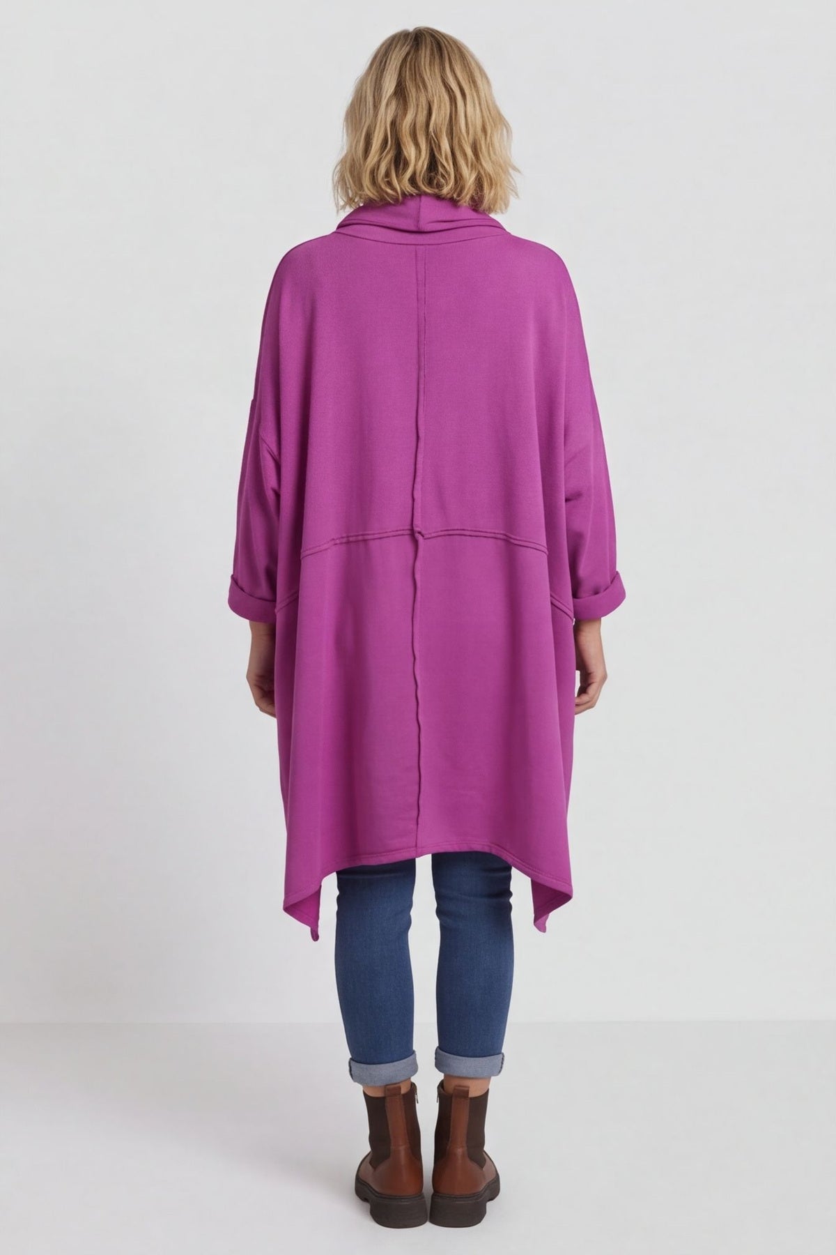 Posy Cowl Oversized Cotton Top Magenta – image 5 of 6
