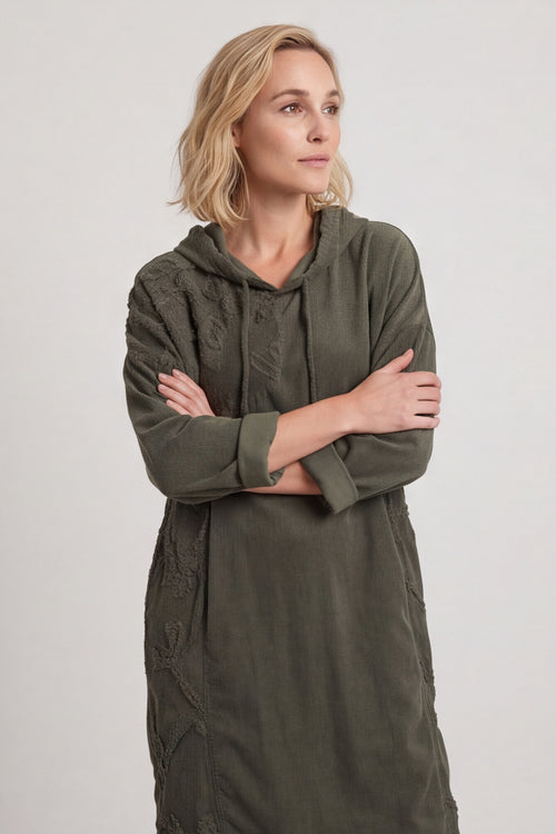 Devyn Hooded Needlecord Dress Khaki – image 5 of 6