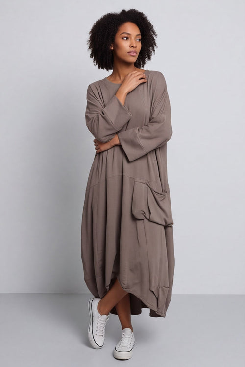 Sharon Pocket Cotton Dress Mocha – image 3 of 4